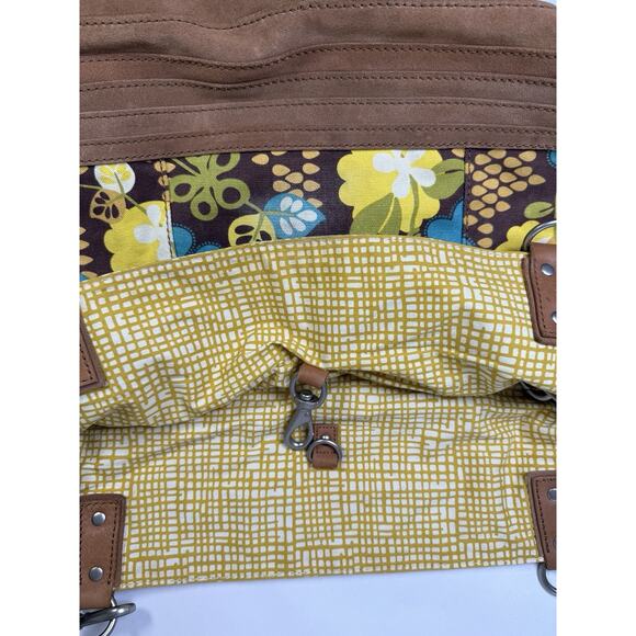 Fossil Large Hobo Crossbody Bag Key Bird Charm Leather Trim Floral Purse Boho - Picture 5 of 11